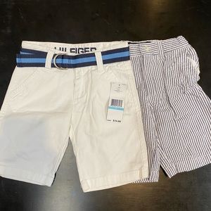 Boys White and white striped shorts
